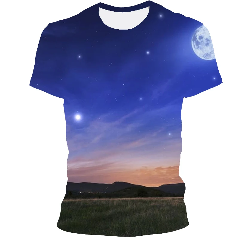 

Футболка мужская с 3D-принтом звездного неба, модный топ с коротким рукавом и круглым вырезом, уличная одежда, лето 2021