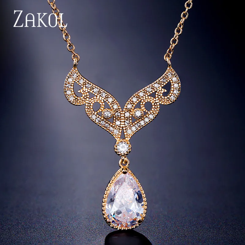 ZAKOL Новое поступление Изысканная КАПЛЕВИДНАЯ кубическая циркониевая подвеска в