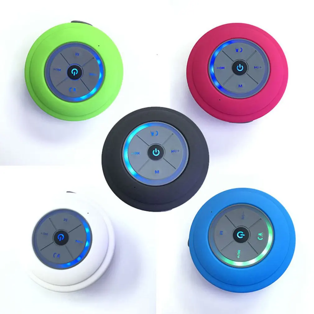 

Q9 Wireless Portable Shower Subwoofer Speaker With LED Light Waterproof Hands-free Call Music Suction Microphone