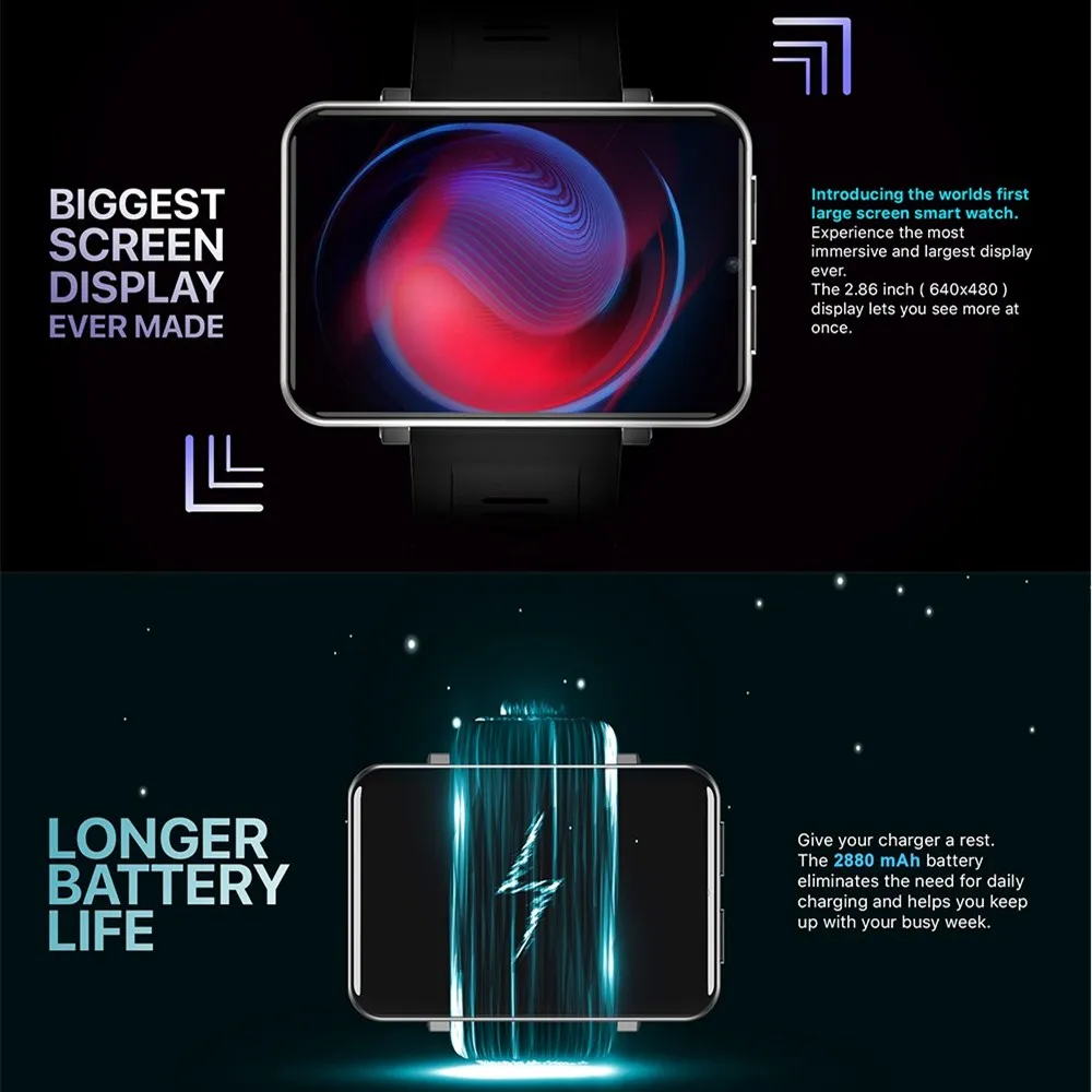 Смарт часы Ticwris Max 4G 2 86 дюйма 2880 мАч 3 + 32 ГБ IP67 8 МП|Смарт-часы| |