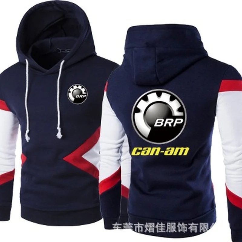 

2021 New Spring Autumn Fashion Men Pullover Sweatshirts BRP Can-Am Motors Logo Patchwork Casual Cotton Hoodies Clothing