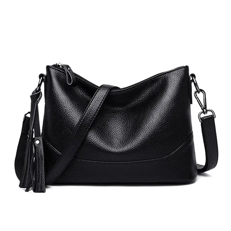 Black Sac a основной повседневные женские ручные сумки из мягкой натуральной кожи с кисточками сумки на плечо для женщин Bolsas роскошные сумки женские сумки дизайнерские - Цвет: Black
