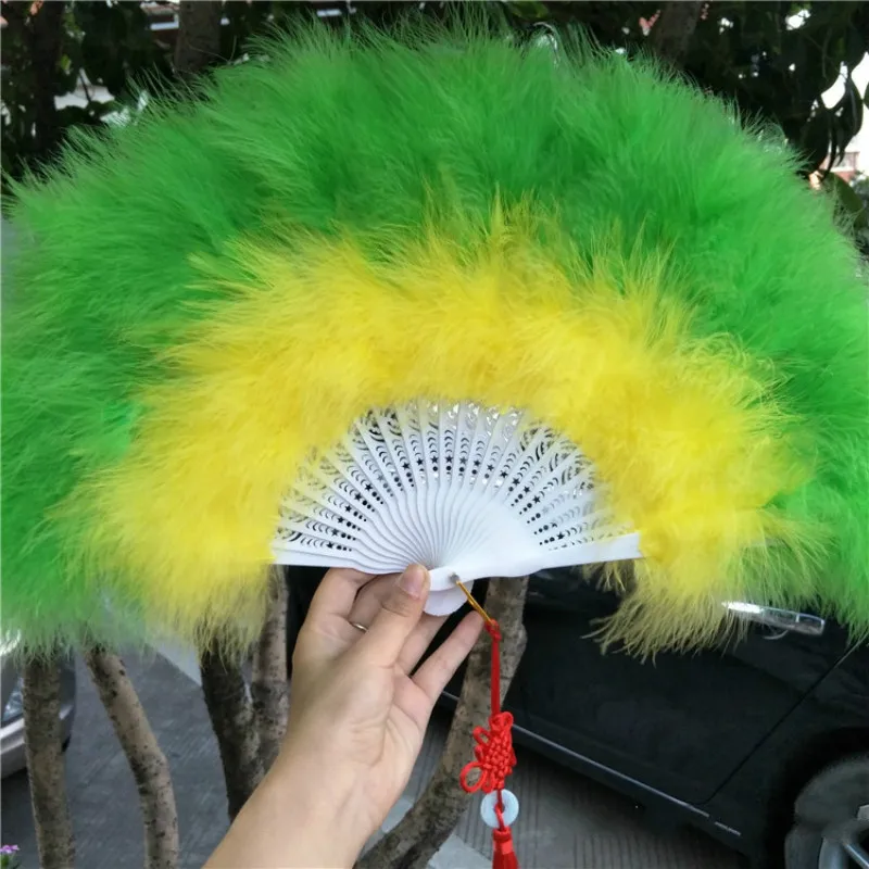 

Nostalgia Full Velvet Feather Folding Hand Fan Cheongsam Catwalk Feather Fan Dance Fan Performance Prop Abanico Eventail a Main