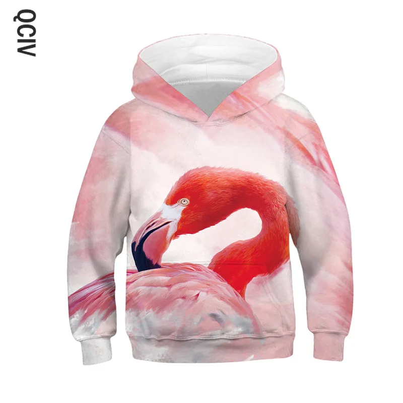 Детские толстовки с капюшоном мультяшный 3d-принт фламинго кот единорог