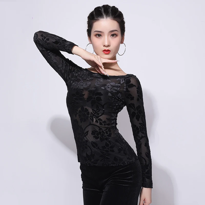 Топ для латиноамериканских танцев женская модная зимняя рубашка с длинным