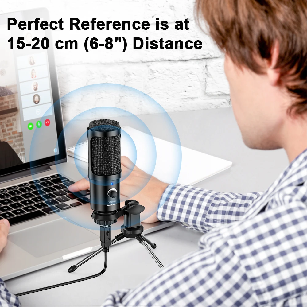 

New Bee Condenser Microphone for PC Professional USB Microphone for Computer Laptop Gaming Streaming Recording Studio YouTube