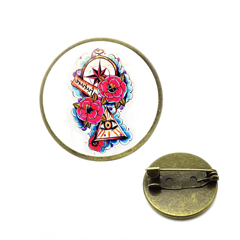 Хип хоп глаз Божий броши Хоруса египетские боги сила двухсторонние стеклянные