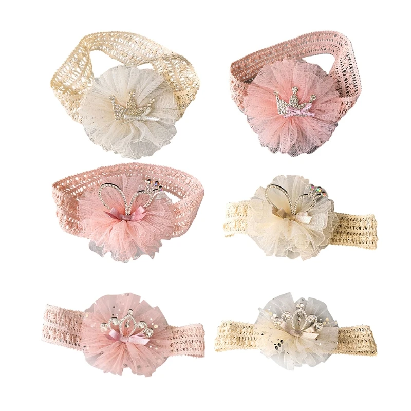 

Infant Child Hair Band Rhinestone Crown Headdress Baby Girl Mesh Elastic Headband Turban Heap Wrap