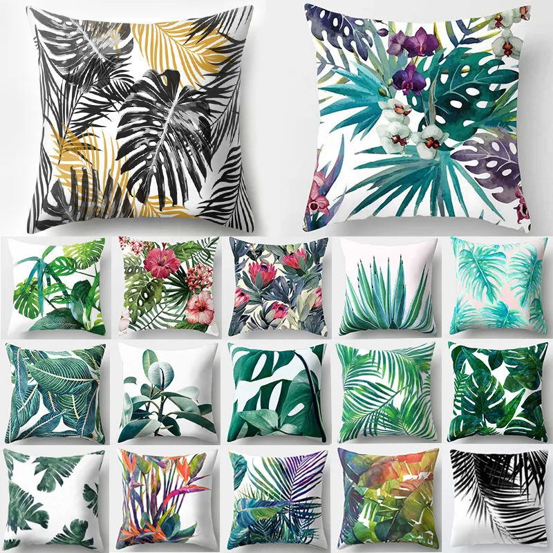 

Tropical Leaf Cactus Monstera Cushion Cover Polyester Throw Pillows Sofa Home Decor Decoration Decorative Pillowcase pillow case