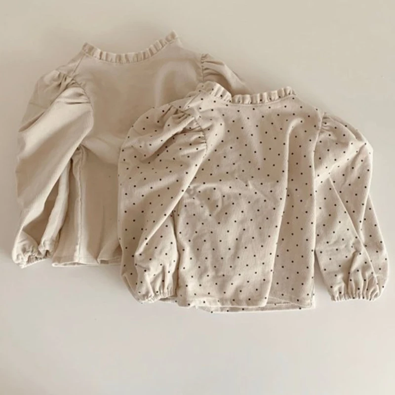 

Одежда для новорожденных девочек вельветовые Топы с длинным рукавом Весна-Осень корейский стиль футболка для маленьких девочек