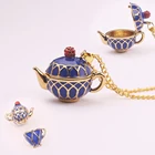Ручной эмалированный чайник, подвеска, цепочка, колье, модное ювелирное изделие, Bijoux Femme Bijuteria, подарок для женщин, чайник с кристаллами