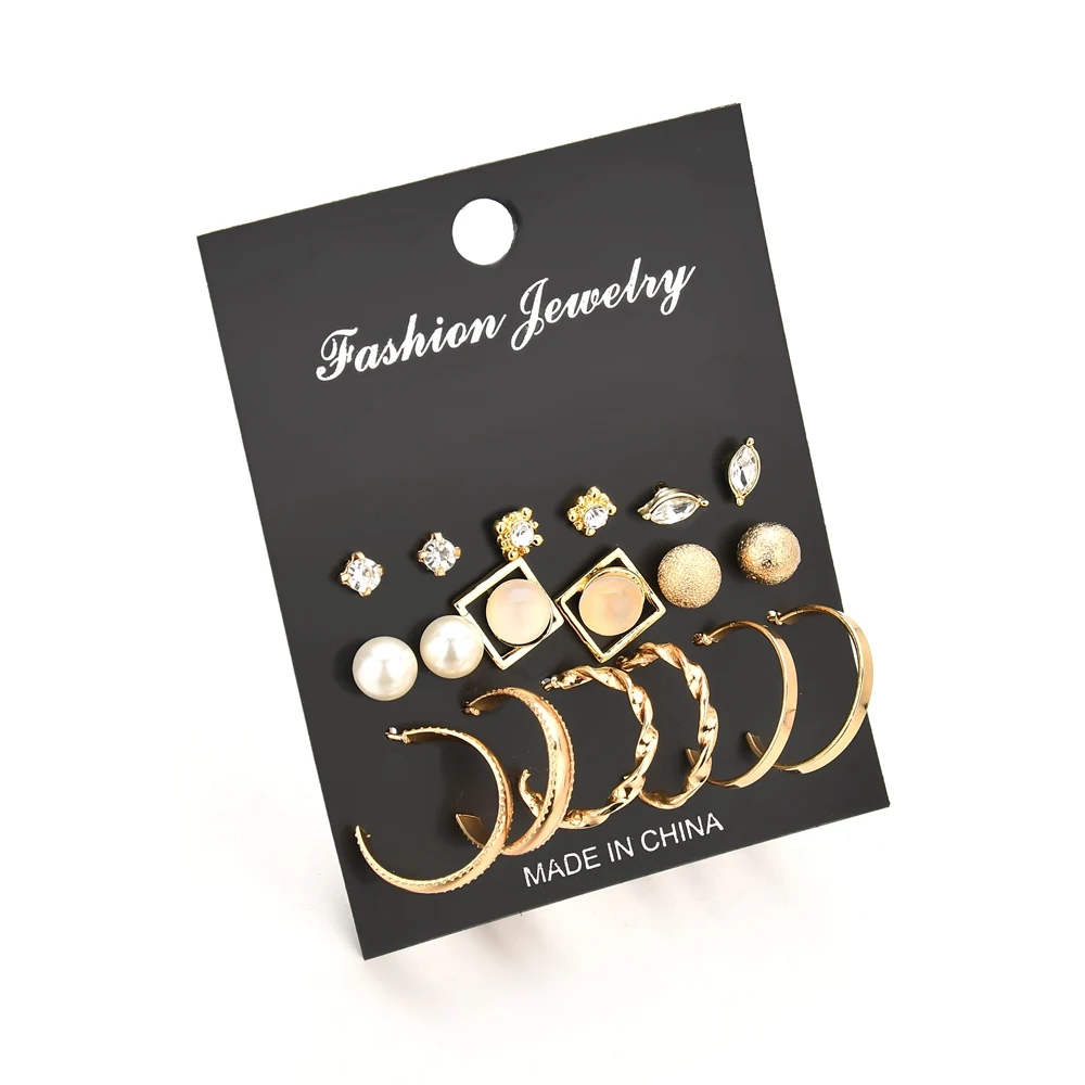 Винтажные женские серьги гвоздики MissCyCy круглые геометрические с имитацией