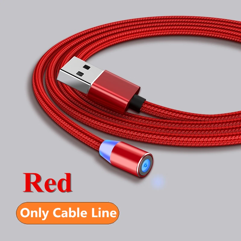 Быстрая зарядка USB кабель для Iphone TYPE-C Micro USB кабель для передачи данных магнитный разъем для Xiaomi Redmi samsung oppo зарядное устройство 1 м 2 м линия - Цвет: Red Line
