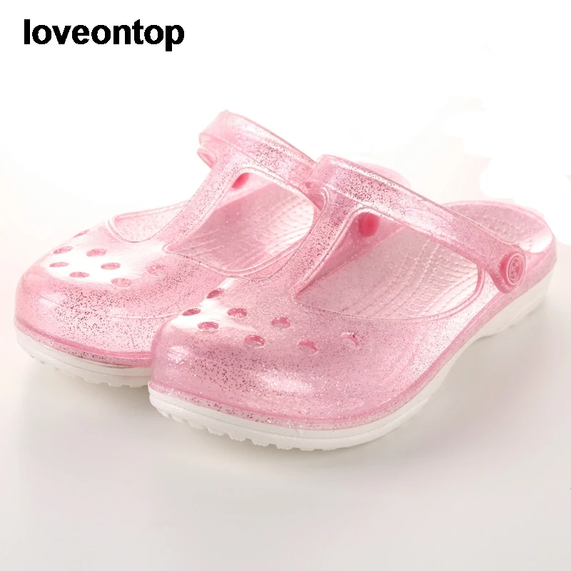 Новые летние женские сандалии Loveontop удобные сандалии-желе блестящих цветов на