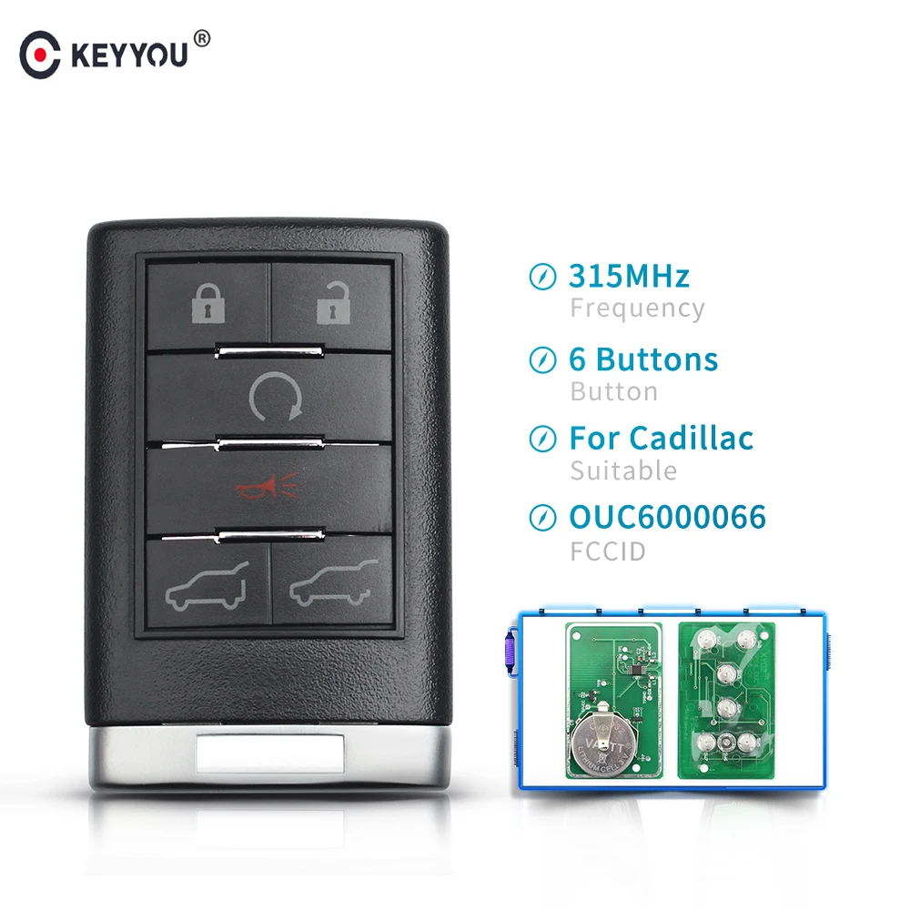 KEYYOU 6 кнопок дистанционный ключ без ключа для автомобиля брелок Cadillac Escalade ESV EXT