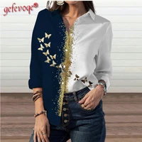 casual blouse tunic top female clothing fashion women blouses 2021 new autumn print work wear elegant oversized button up shirts