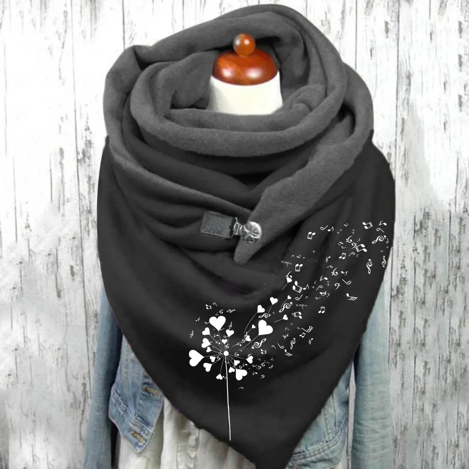 

Autumn Winter Women Buttons Wraps Scarf Soft Shawls Dandelion Print Casual Warm Scarves Retro Female Shawl Thick Blanket Scarves