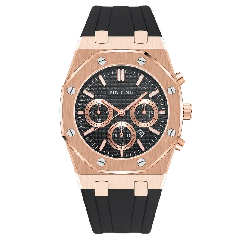 

PINTIME Top Brand Silicone Mens Watch Luxury Quartz Clock Calendar Military Watch Men Sport Wristwatch Relogio Masculino Relojes