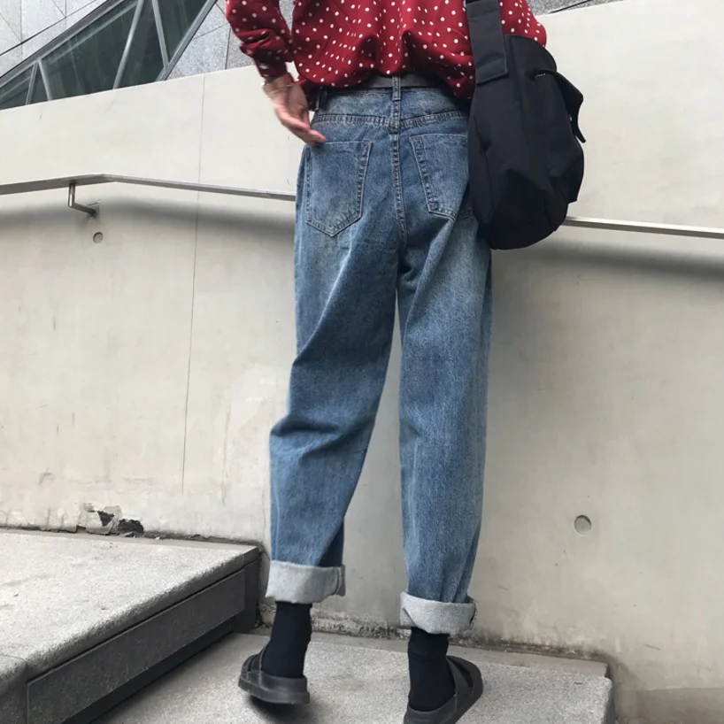 

Jeans Women Vintage Loose Straight High-waist Casual Womens Daily Streetwear Unisex BF Korean Ulzzang Kpop Trendy All-match New