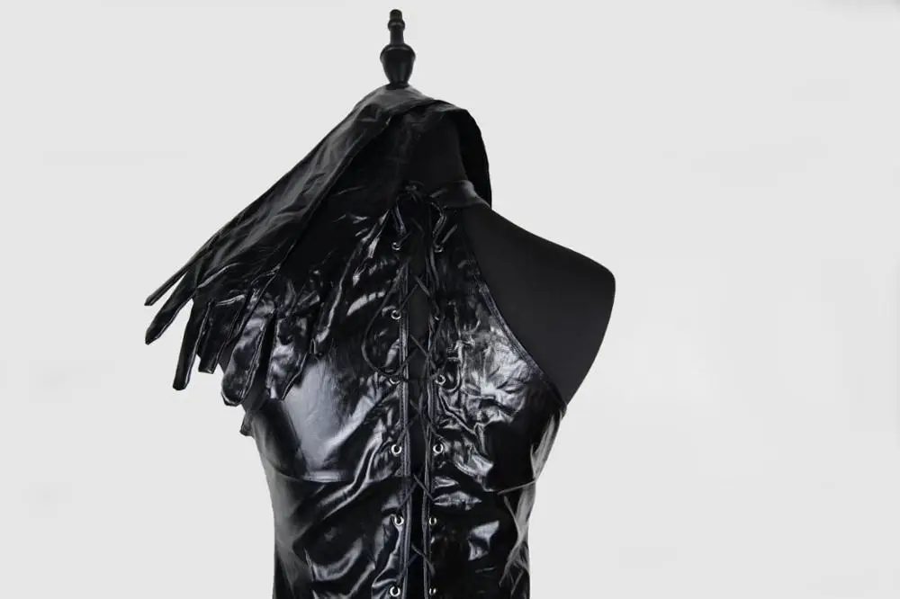 Сексуальная искусственная кожа Bodycon Фетиш Babydoll Черный ПВХ боди открытая