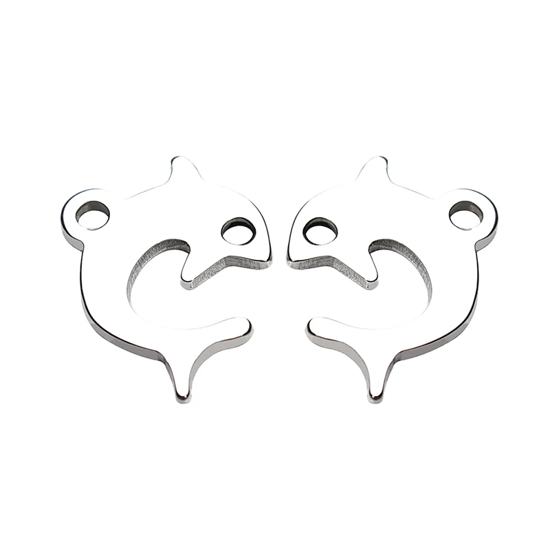 

2020 New Silver Tone 316L Stainless Steel Floating Shark Fish Charms Pendants for Necklaces Jewelry Findings 12x15mm 100pcs/lot