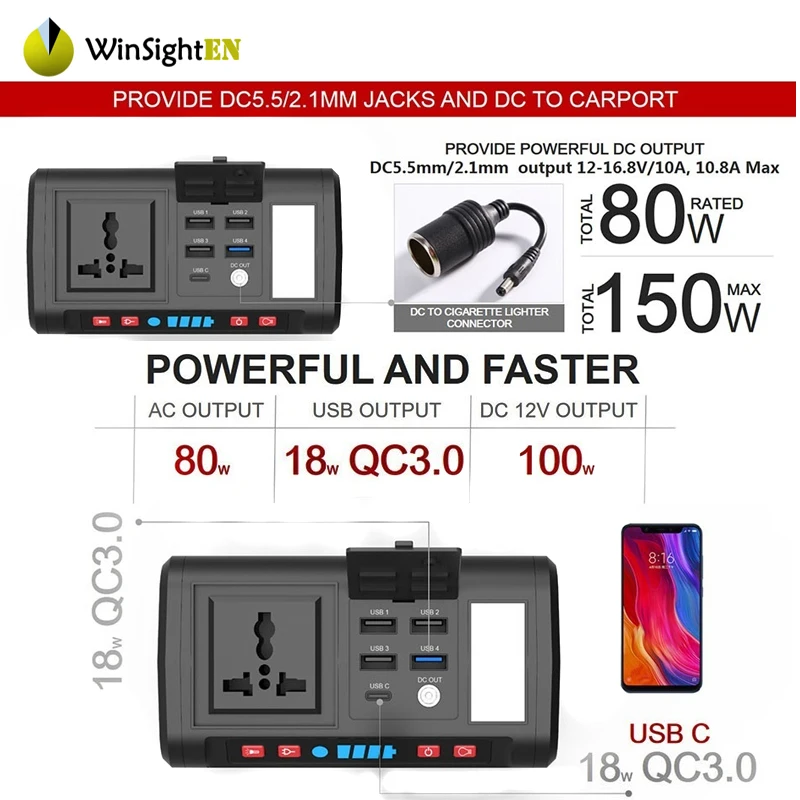 Портативный солнечный генератор 80Wh светодиодный Аварийные Фонари портативный PV