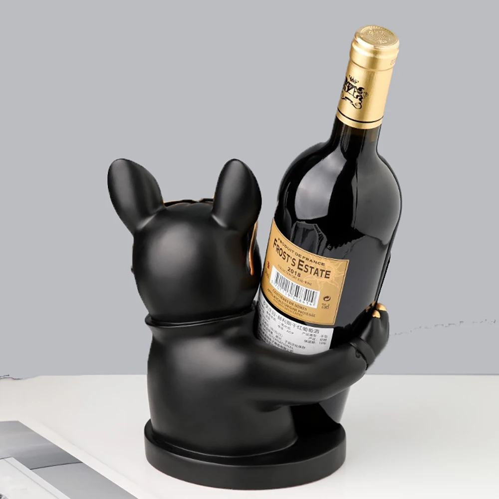 creative bulldog resin statue wine bottle holder wine rack stand home decoration livingroom bar kitchen cabinet decor craft gift free global shipping