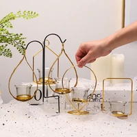 golden hanging candle holder nordic luxury iron geometric table decoration candlelight dinner props crafts wedding desktop craft