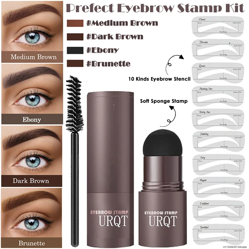 

One Step Eyerow Stamp Shaping Kit 10 Eyebrow Stencil Shaping Makeup Kit Air Crushion Eyebrow Stamp Perfect Eyebrow in Seconds