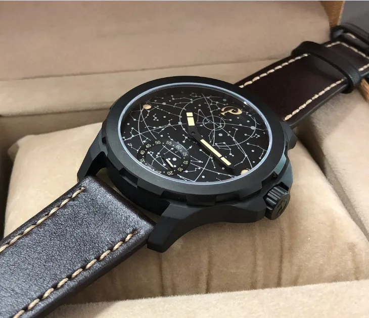 Мужские механические наручные часы PARNIS 6498 с черным циферблатом 45 мм | Наручные