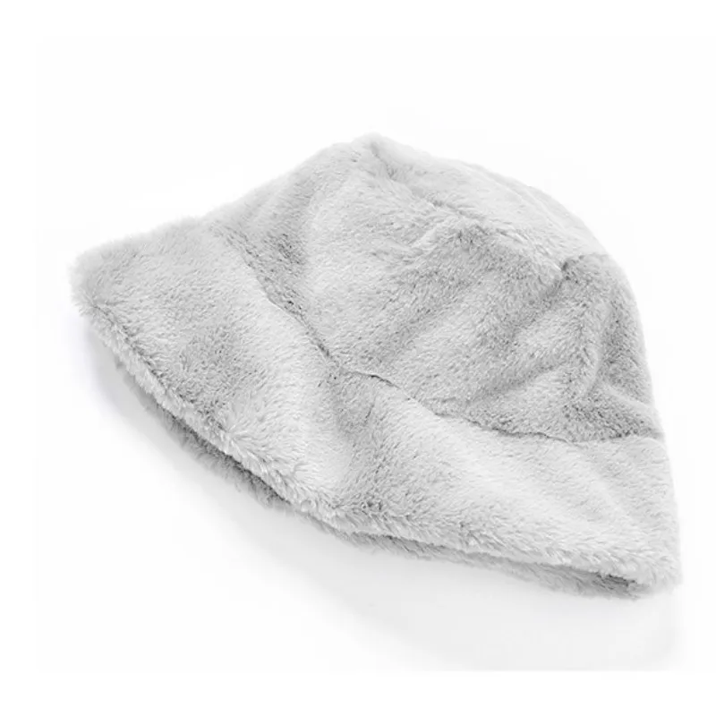 

Fisherman hat ladies autumn winter plush pot hat flat top wide eaves casual fashion thick fur warm cap SL-07