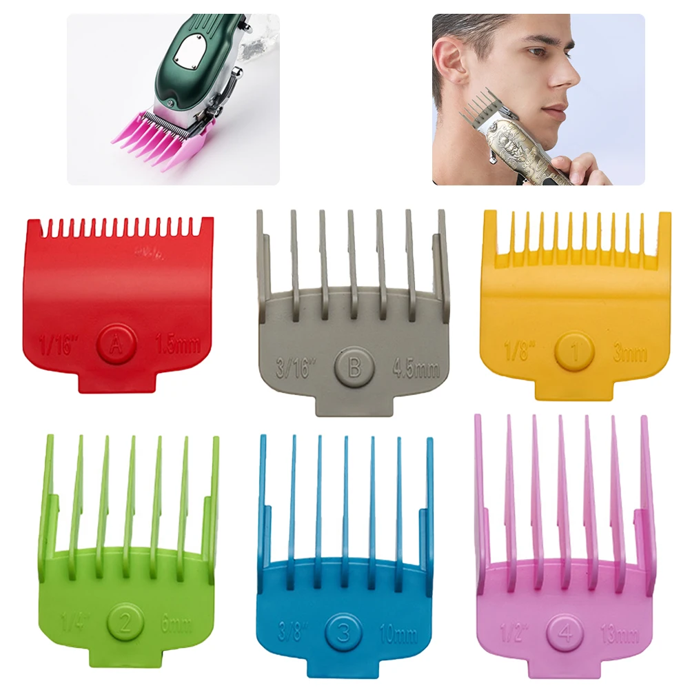 

Hair Clipper Guides Limit Guards Plastic Attachment Guide Combs Replacement Universal Professional Hair Trimmers Colorful 6PCS