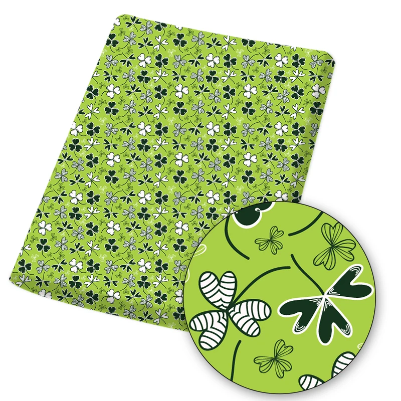 Ткань из полиэстера и хлопка с принтом клевер на день Патрика для шитья | Дом сад