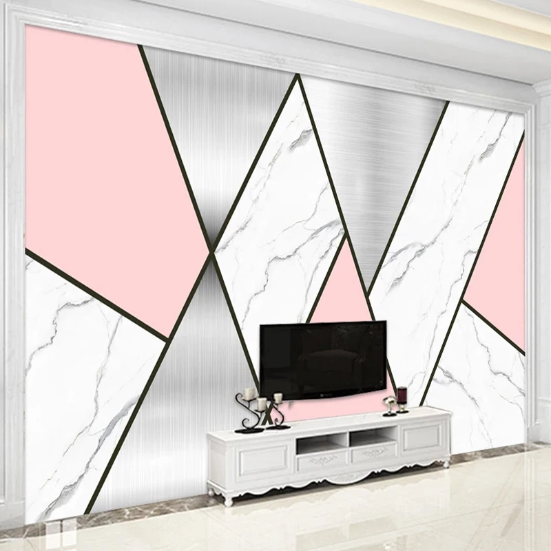 Custom Modern Nordic Large Mural 3D Geometric Marble TV Background Art Wall Painting Living Room Sofa Decoration Photo Wallpaper