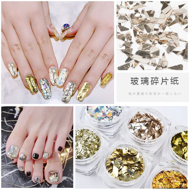 

Nail Art Jewelry Cellophane Fragments New Arrival Irregular Gold Foil Tin Foil Symphony Nail Sequins