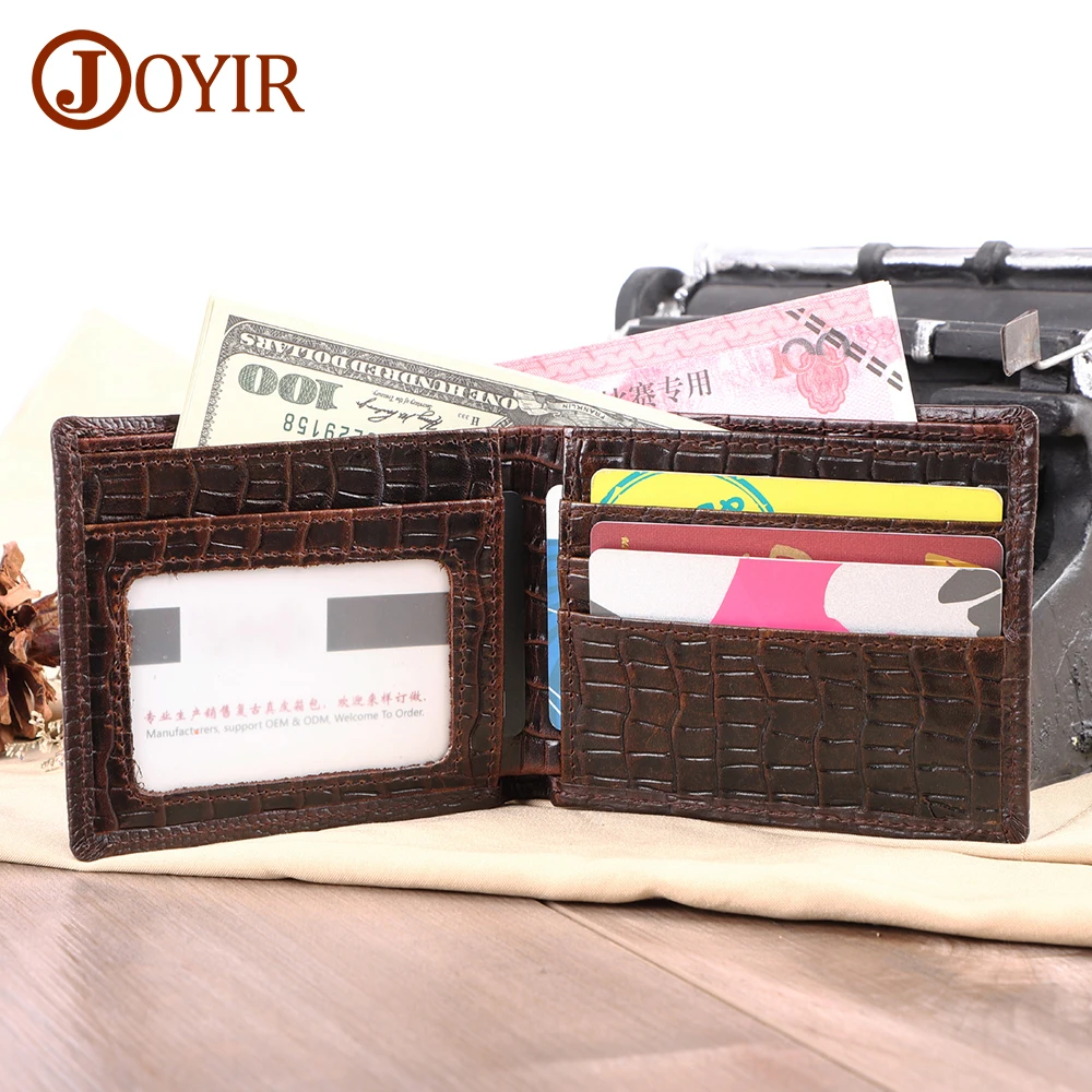 

JOYIR Men's Wallet Genuine Leather Crocodile Walet Vintage Card Holder Money Purse Portomonee Male Walet RFID Blocking Wallets