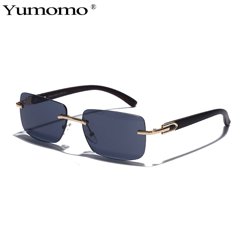 

Солнцезащитные очки без оправы для мужчин и женщин, винтажные прямоугольные солнечные аксессуары в стиле ретро, роскошные дизайнерские Бре...