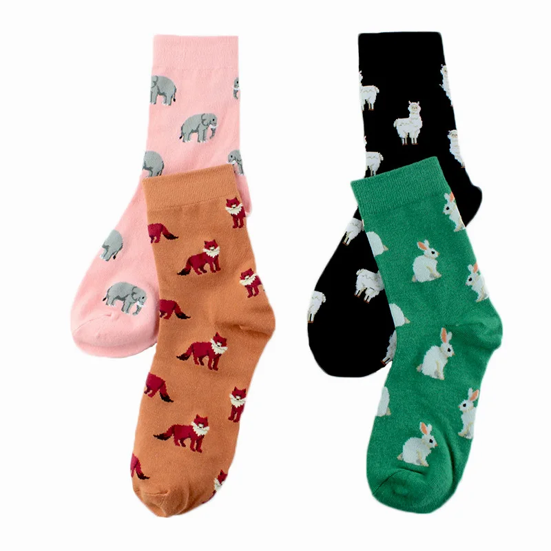 Peonflybrand Япония Harajuku Кролик кошка Лиса животные женские носки Kawaii милые забавные с