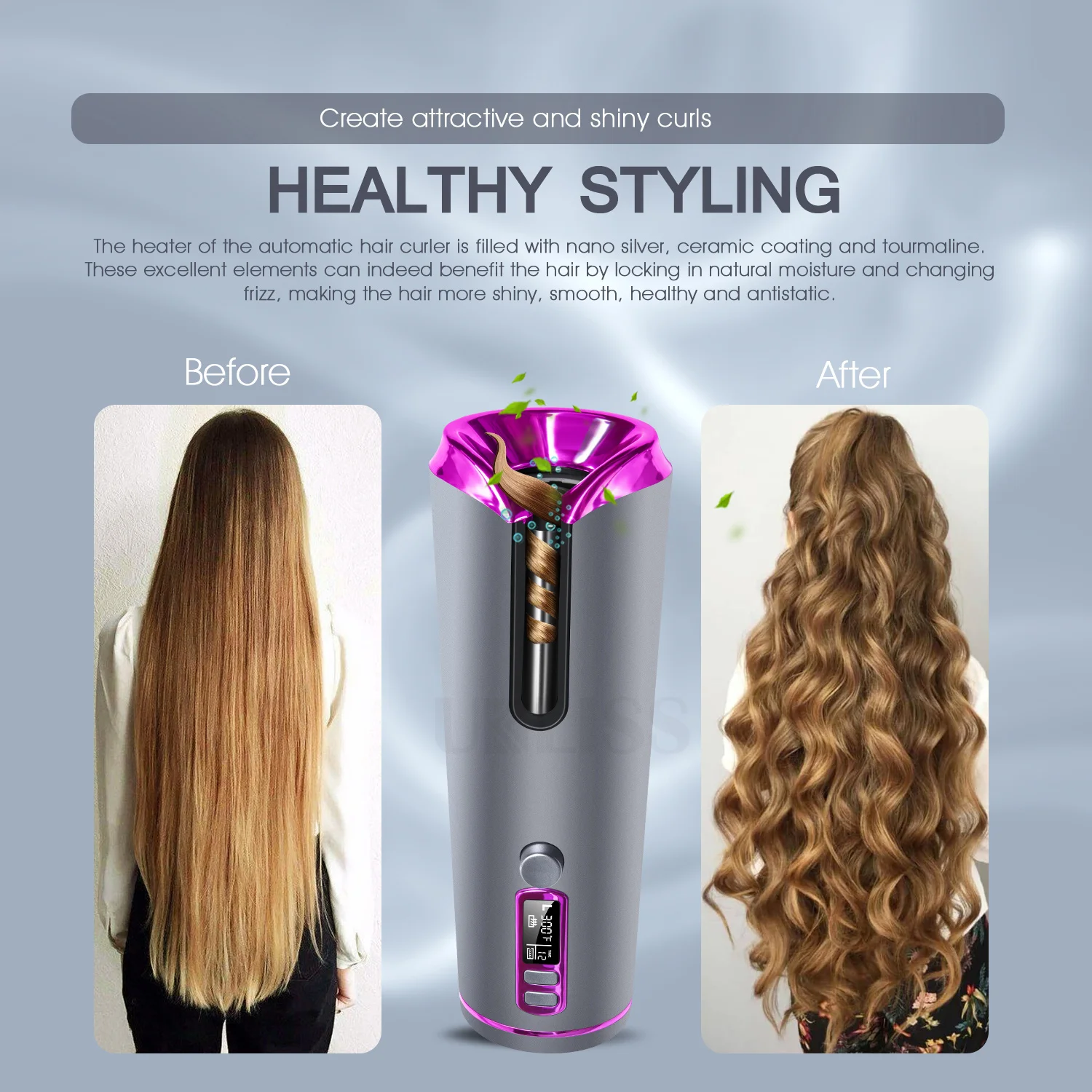 Щипцы для завивки волос Профессиональные беспроводные керамический утюжок