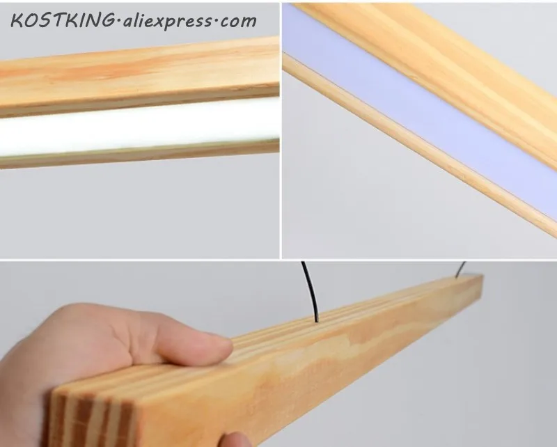 Светодиодный деревянный подвесная прямоугольная лампа провод для осветительных