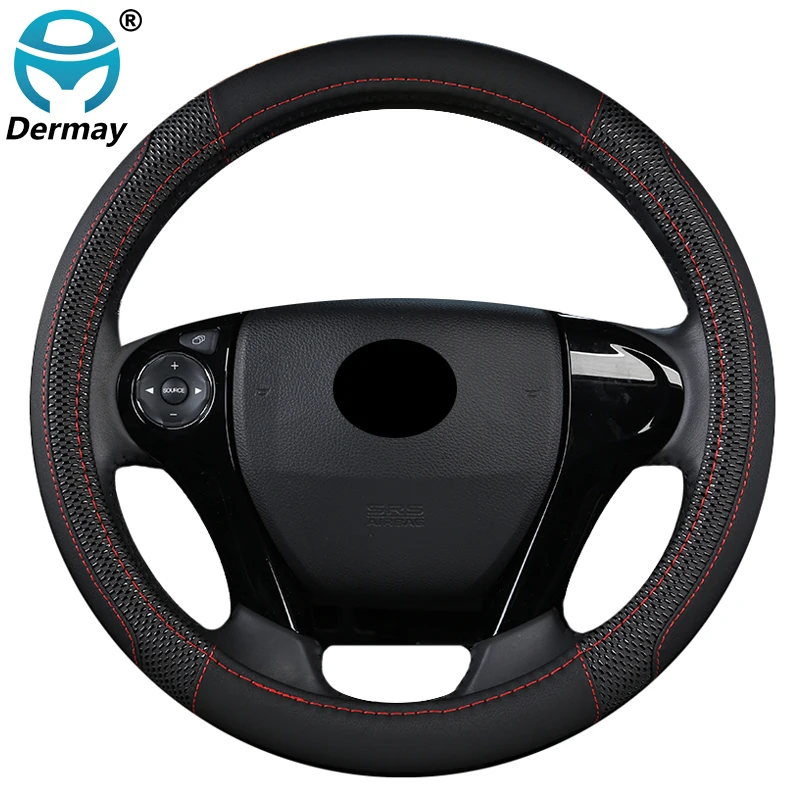 

DERMAY 2018 New Car Steering Wheel Cover Massage Design micro fiber Leather 5 Colors M size fit outer Diam 37-38cm Non-slip