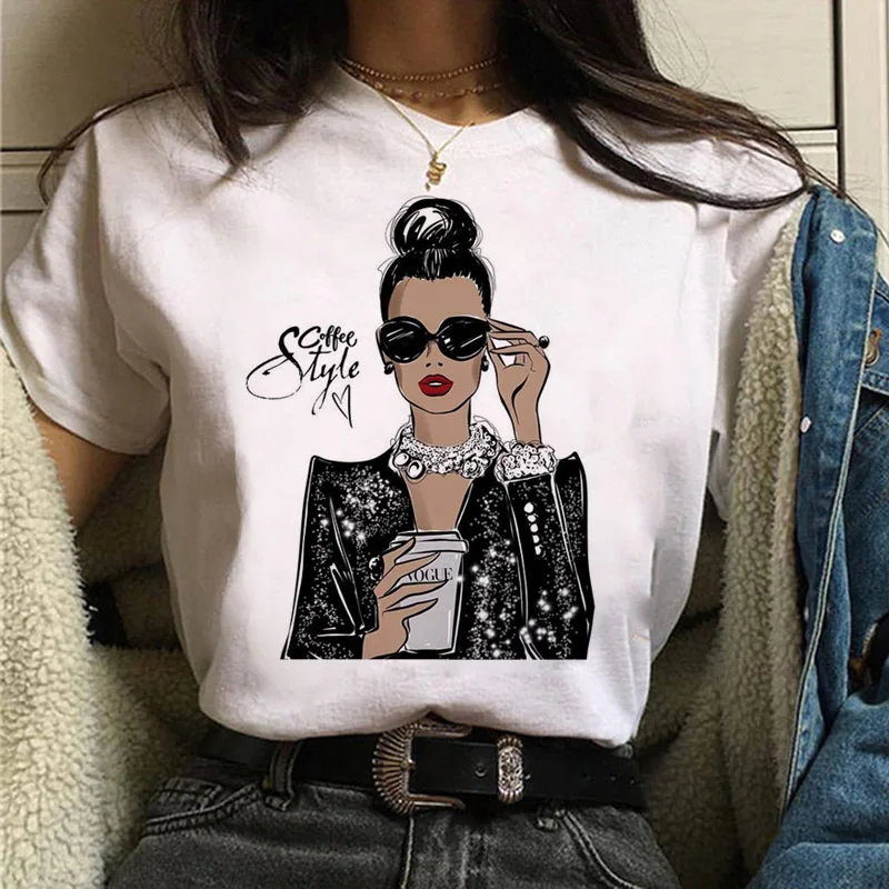 

New Women White/black Tshirt Harajuku 90s Ladies Graphic Printed T Shirt Vogue Pretty Girl Clothes Leisure Female T-shirt Tops