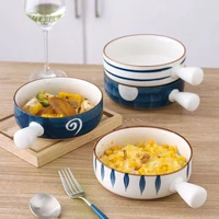 qingyao ceramic breakfast bowls with handle salad cereal bowl soup noodle bowls dessert cheese bakeware microwave oven special