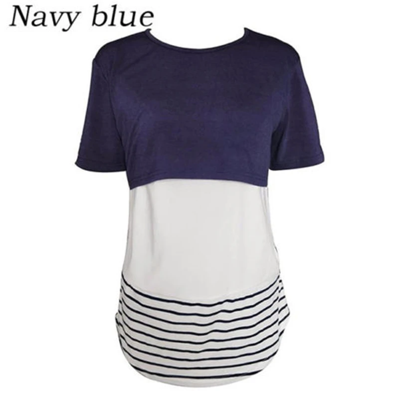 Кружевная одежда для кормящих женщин футболка в полоску с коротким рукавом