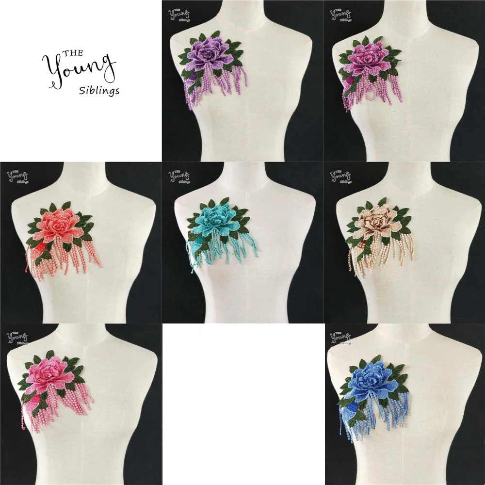 Лидер продаж новинка кружевной воротник тканевый с цветами и кистями отделка