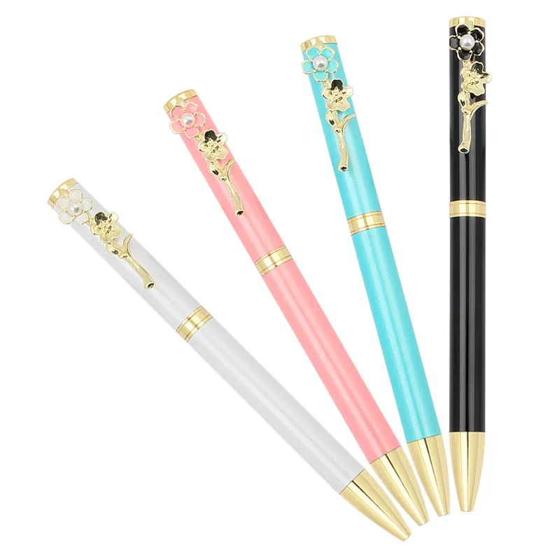 Профильная высококачественная металлическая шариковая ручка с цветком персика