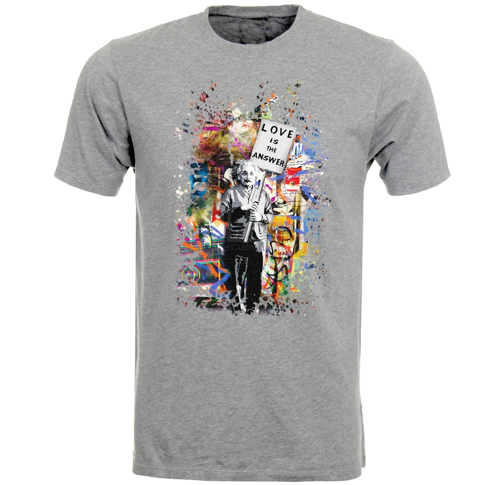 Новинка топы с круглым вырезом футболка надписью Love Is The Answer alberger Einstein Banksy Kunst Herren