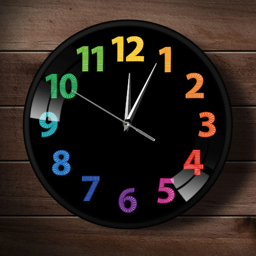 Современные настенные часы с разноцветными номерами декоративные радужной
