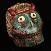 home decor 9 nepal buddhism old bronze mosaic gem shell hericium mask skeleton head town house ward off evil spirits