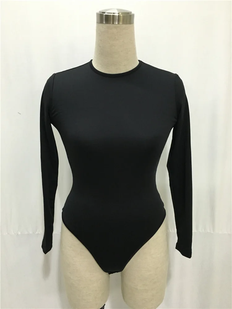 Black White Long Sleeve Bodysuit Tops Women Winter Female Body Suit Overalls Women Leotards combinaison short femme DW611